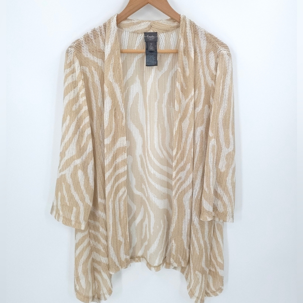 Chico's Beige and White Zebra Print Cardigan and Tank Set - Picture 3 of 16